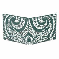Green - KM24 - Tribal shark tattoo bifold wallet - Art: "Mano" by Kuaika Quenga - NĀ KOA