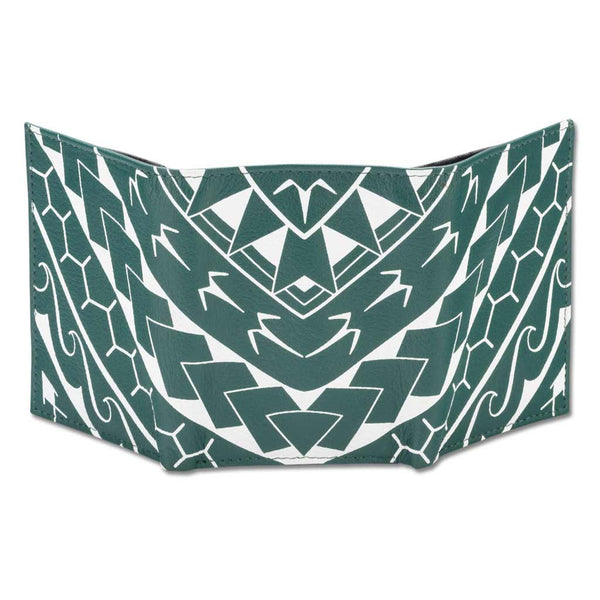 Green - Polynesian tattoo trifold wallet - Art: "Manu" by Eugene Ta'ase - NĀ KOA