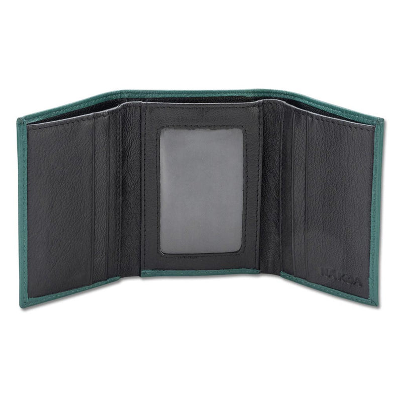 Green Trifold Wallet - SALE French Polynesian tattoo trifold wallet - Art: