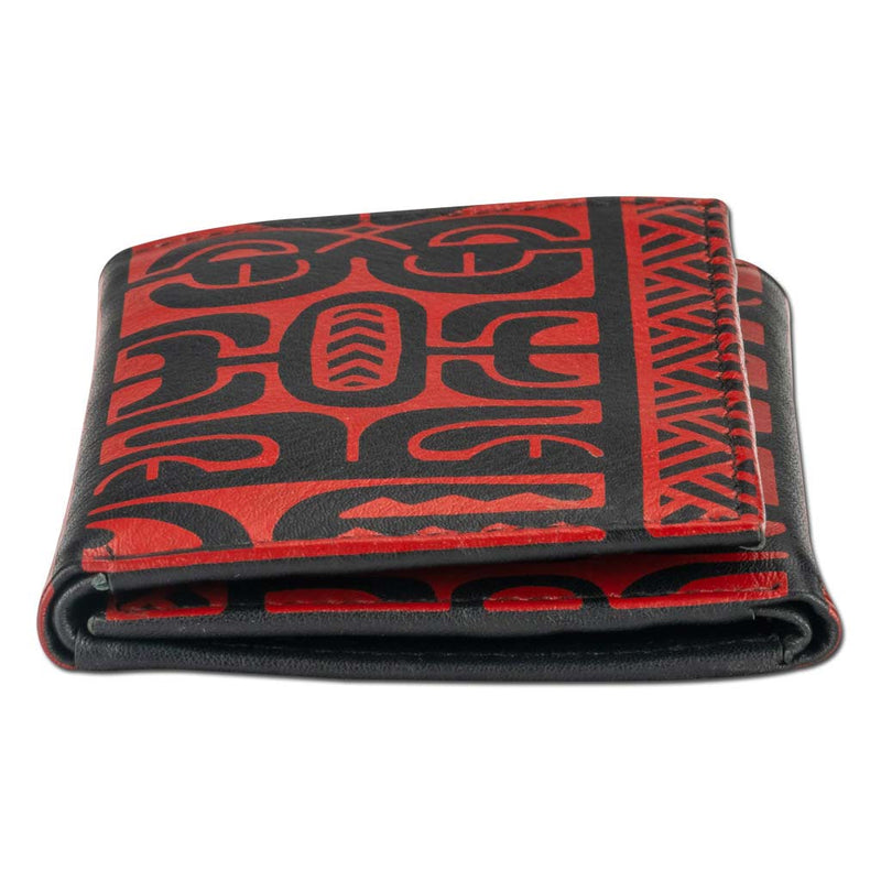 BlackWithRedRFID - Trifold Wallet - French Polynesian tattoo trifold wallet - Art: