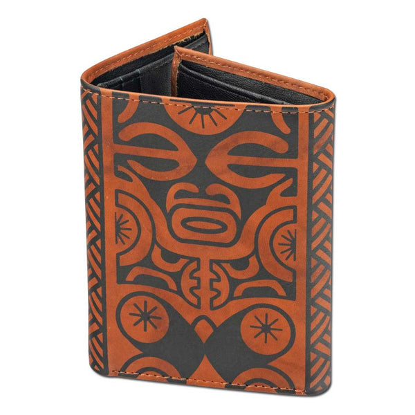 BourbonRFID - Trifold Wallet - French Polynesian tattoo trifold wallet - Art: "Te Atua" by Sulu'ape Pili Mo'o - NĀ KOA