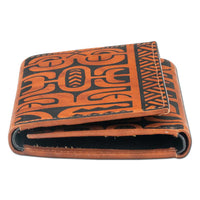 BourbonRFID - Trifold Wallet - French Polynesian tattoo trifold wallet - Art: "Te Atua" by Sulu'ape Pili Mo'o - NĀ KOA