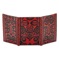 BlackWithRedRFID - Trifold Wallet - French Polynesian tattoo trifold wallet - Art: "Te Atua" by Sulu'ape Pili Mo'o - NĀ KOA