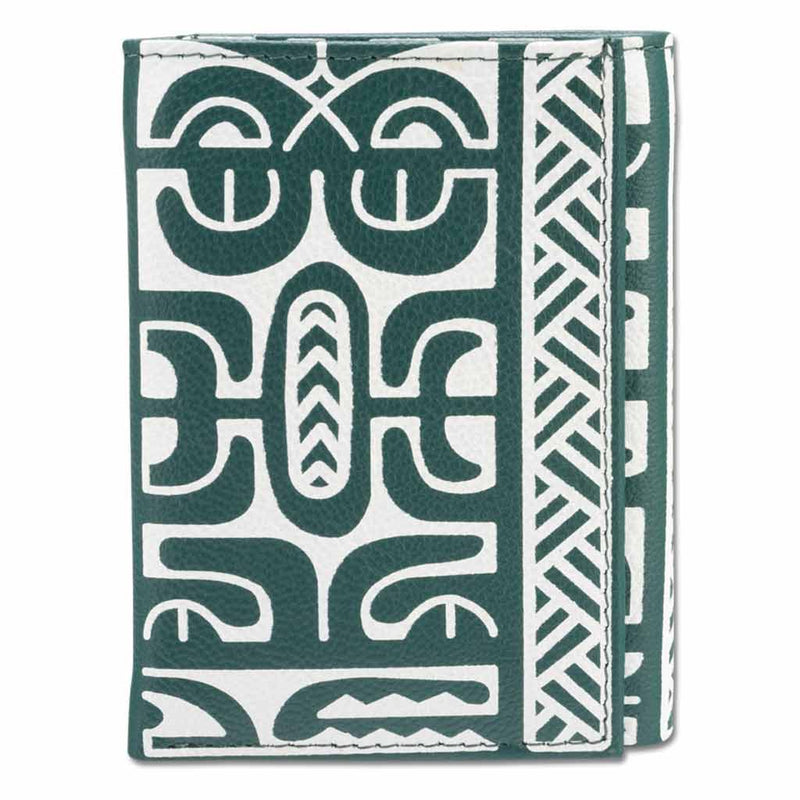 Green Trifold Wallet - SALE French Polynesian tattoo trifold wallet - Art: