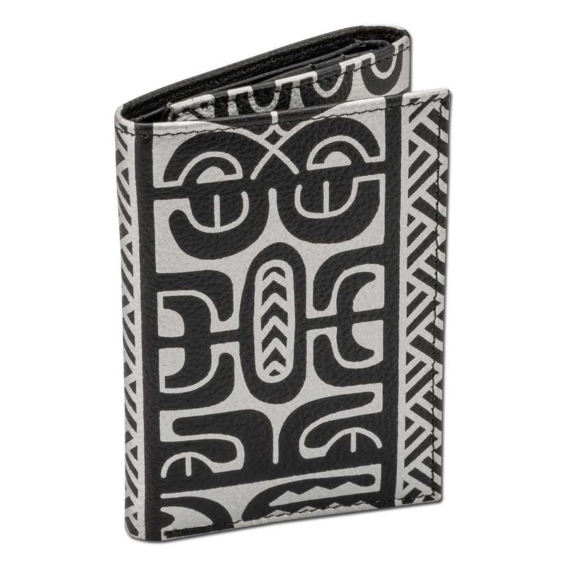 BlackWithSilver - Trifold Wallet - French Polynesian tattoo trifold wallet - Art: