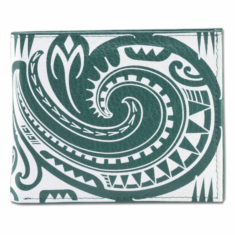 Green - Samoan fish hook tattoo bifold wallet - Art: