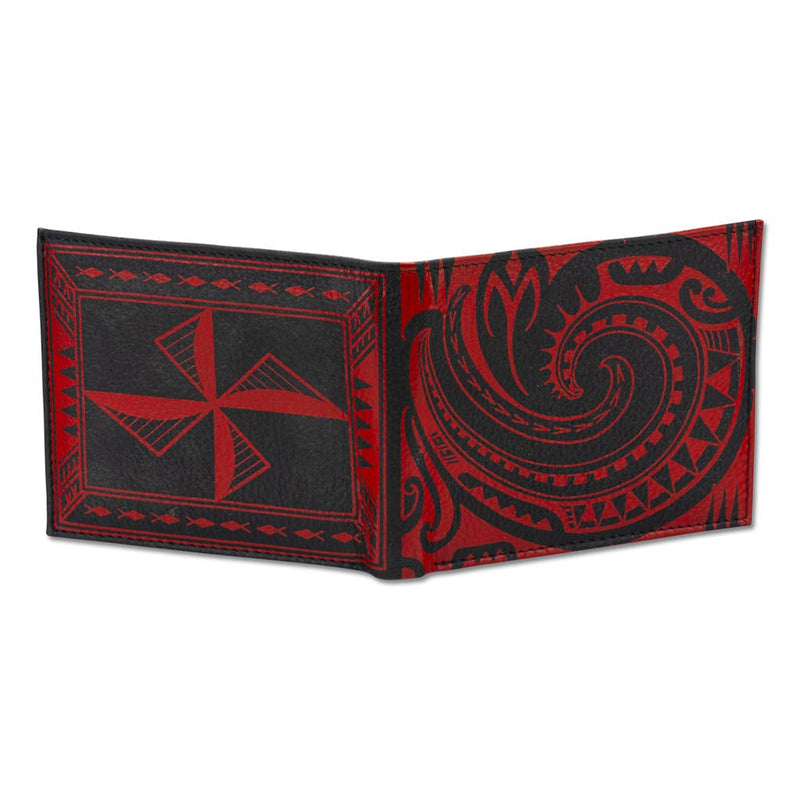 BlackwithRed - Samoan fish hook tattoo bifold wallet - Art: