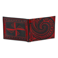 BlackwithRed - Samoan fish hook tattoo bifold wallet - Art: "Makau" by Sulu'ape Si'i Liufau - NĀ KOA
