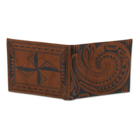 BourbonRFID - Samoan fish hook tattoo bifold wallet - Art: "Makau" by Sulu'ape Si'i Liufau - NĀ KOA