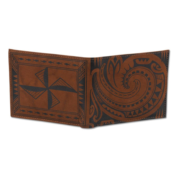 BourbonRFID - Samoan fish hook tattoo bifold wallet - Art: "Makau" by Sulu'ape Si'i Liufau - NĀ KOA
