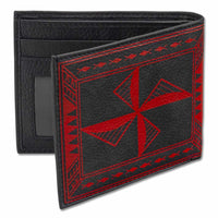 BlackwithRed - Samoan fish hook tattoo bifold wallet - Art: "Makau" by Sulu'ape Si'i Liufau - NĀ KOA