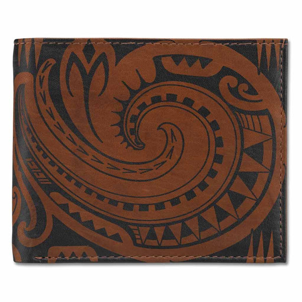 BourbonRFID - Samoan fish hook tattoo bifold wallet - Art: "Makau" by Sulu'ape Si'i Liufau - NĀ KOA