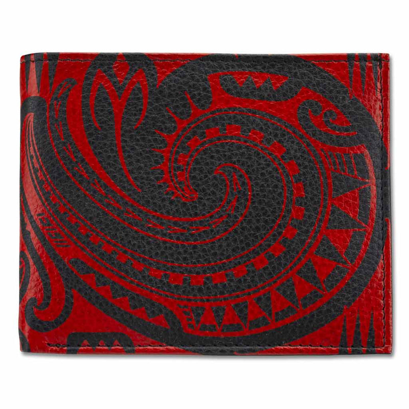 BlackwithRed KM29 - Samoan fish hook tattoo bifold wallet - Art: