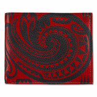 BlackwithRed KM29 - Samoan fish hook tattoo bifold wallet - Art: "Makau" by Sulu'ape Si'i Liufau - NĀ KOA