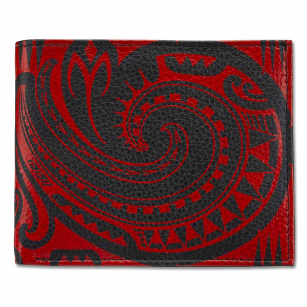 BlackwithRed KM29 - Samoan fish hook tattoo bifold wallet - Art: "Makau" by Sulu'ape Si'i Liufau - NĀ KOA