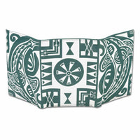 Green KT23 - Tahitian shark tattoo trifold wallet - Art: "Ma’o" by Teva Lowy - NĀ KOA