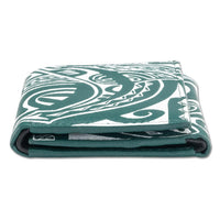 Green KT23 - Tahitian shark tattoo trifold wallet - Art: "Ma’o" by Teva Lowy - NĀ KOA