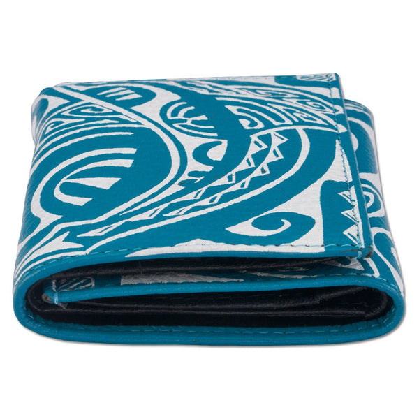 SkyBlueRFID - Tahitian shark tattoo trifold wallet - Art: "Ma’o" by Teva Lowy - NĀ KOA