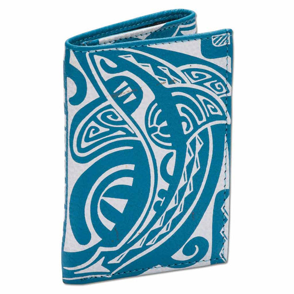 SkyBlueRFID - KT23 - Tahitian shark tattoo trifold wallet - Art: "Ma’o" by Teva Lowy - NĀ KOA