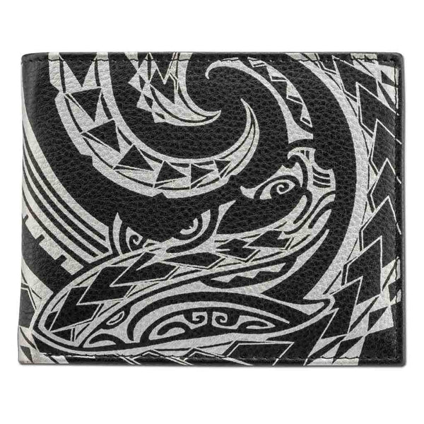 KM24 - Tribal shark tattoo bifold wallet - Art: "Mano" by Kuaika Quenga - NĀ KOA