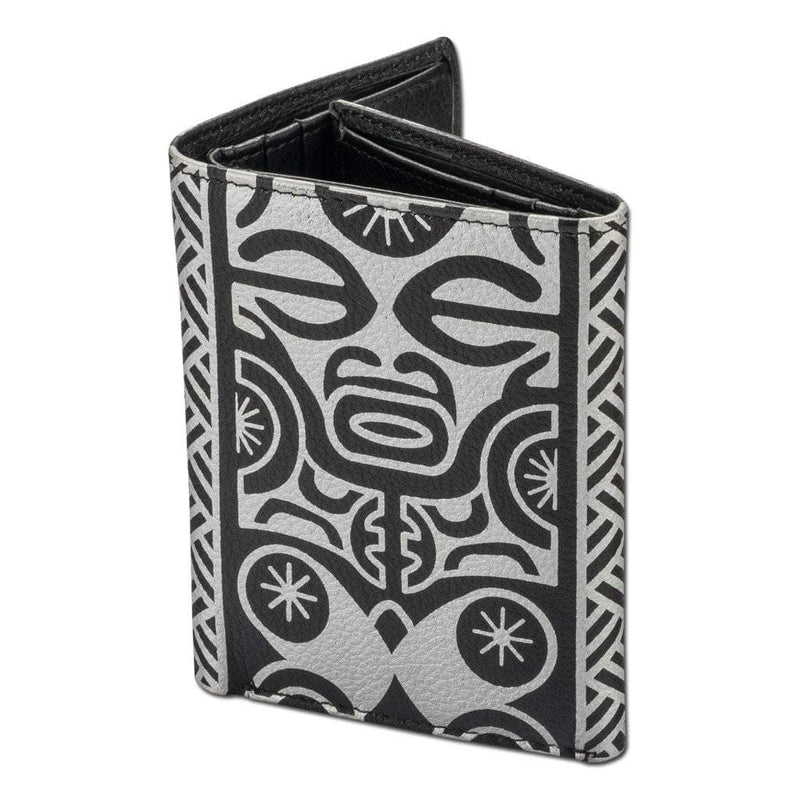 BlackWithSilver - Trifold Wallet - French Polynesian tattoo trifold wallet - Art: