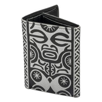 BlackWithSilver - Trifold Wallet - French Polynesian tattoo trifold wallet - Art: "Te Atua" by Sulu'ape Pili Mo'o - NĀ KOA