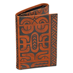 BourbonRFID - Trifold Wallet - French Polynesian tattoo trifold wallet - Art: "Te Atua" by Sulu'ape Pili Mo'o - NĀ KOA