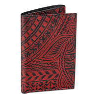 BlackWithRedRFID - KT22 - Hawaiian tattoo trifold wallet - Art: " ‘Ohana" by Samson Harp - NĀ KOA