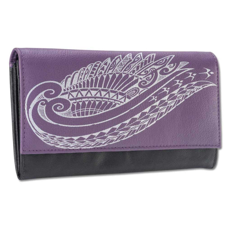 Purple - KW24 - Hawaiian Wing tattoo clutch wallet - Art: