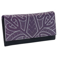 Purple - KW21 > Polynesian > Samoan > clutch wallet > tattoo - Polynesian tattoo clutch wallet - Art: "Ikaika" by Eugene Ta'ase - NĀ KOA