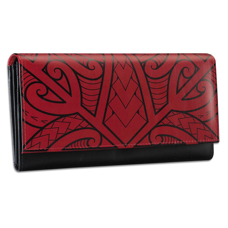 Red - KW21 > Polynesian > Samoan > clutch wallet > tattoo - Polynesian tattoo clutch wallet - Art: