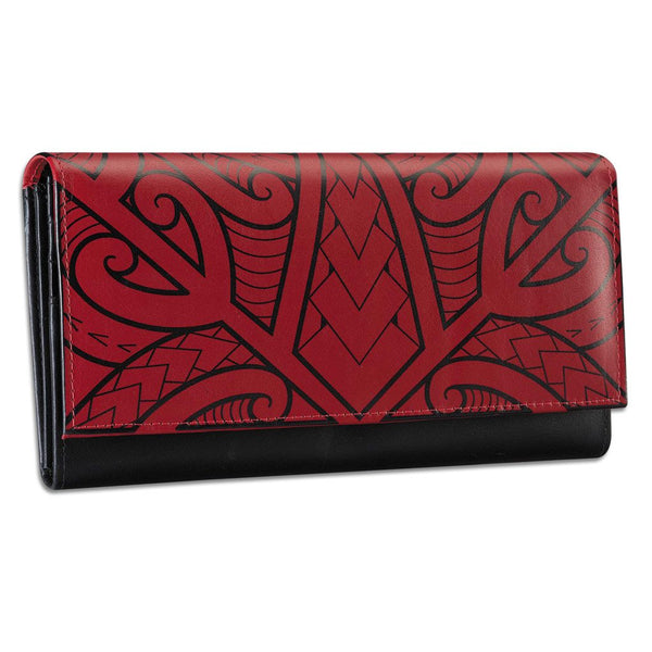 Red - KW21 > Polynesian > Samoan > clutch wallet > tattoo - Polynesian tattoo clutch wallet - Art: "Ikaika" by Eugene Ta'ase - NĀ KOA