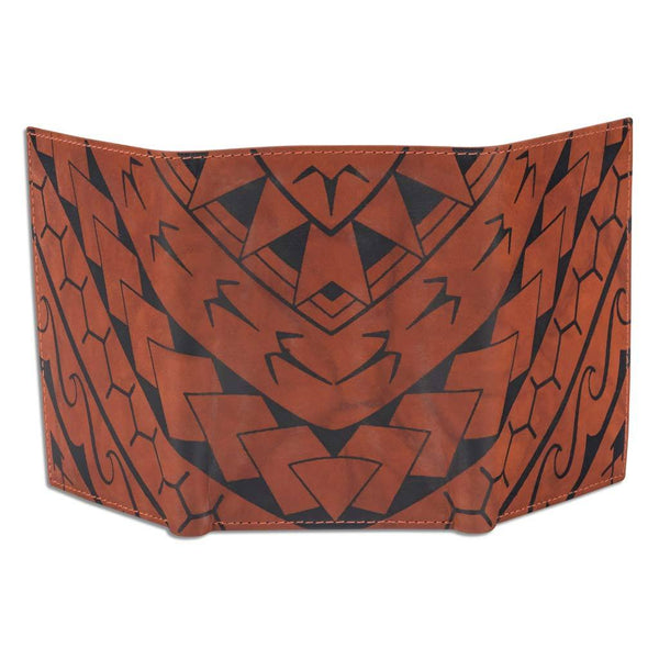 BourbonRFID - KT21 - Polynesian tattoo trifold wallet - Art: "Manu" by Eugene Ta'ase - NĀ KOA