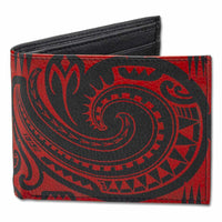 BlackwithRed - KM29 - Samoan fish hook tattoo bifold wallet - Art: "Makau" by Sulu'ape Si'i Liufau - NĀ KOA