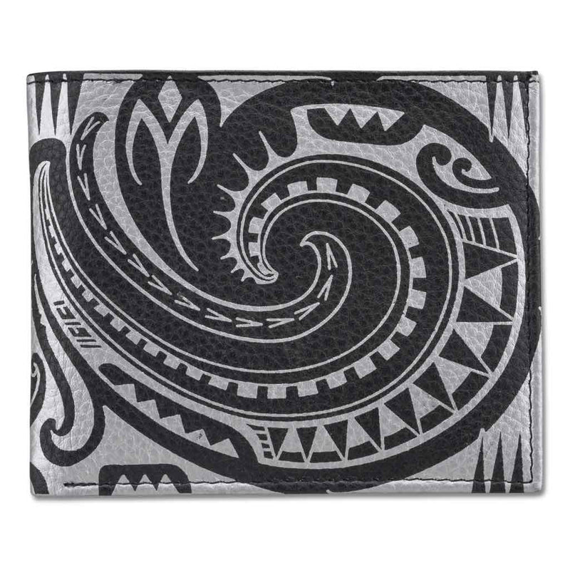 BlackwithSilverRFID - KM29 - Samoan fish hook tattoo bifold wallet - Art: