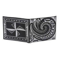 BlackwithSilverRFID - NĀ KOA KM29 Samoan fish hook tattoo bifold wallet - Design: Makau by Sulu'ape Si'l Liufau