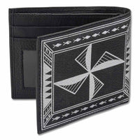 BlackwithSilverRFID - NĀ KOA KM29 Samoan fish hook tattoo bifold wallet - Design: Makau by Sulu'ape Si'l Liufau
