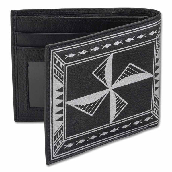 BlackwithSilverRFID - NĀ KOA KM29 Samoan fish hook tattoo bifold wallet - Design: Makau by Sulu'ape Si'l Liufau