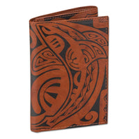 Bourbon - KT23 - Tahitian shark tattoo trifold wallet - Art: "Ma’o" by Teva Lowy - NĀ KOA