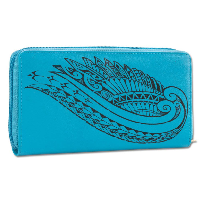 AquaBlue - KZ24 - Wing Hawaiian tattoo wallet - Design: Kaulele by Megan Jones - NĀ KOA