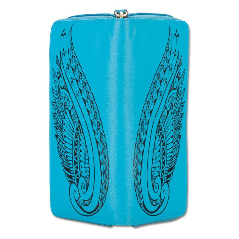 AquaBlue - KZ24 - Wing Hawaiian tattoo wallet - Design: Kaulele by Megan Jones - NĀ KOA