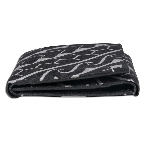 BlackWithSilverRFID - KT21 - Polynesian tattoo trifold wallet - Art: "Manu" by Eugene Ta'ase - NĀ KOA