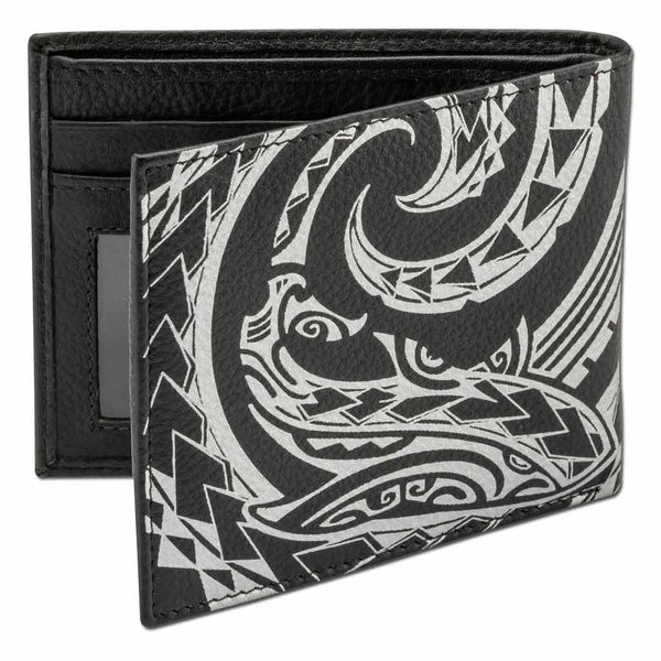 Tribal shark tattoo bifold wallet - Art: "Mano" by Kuaika Quenga