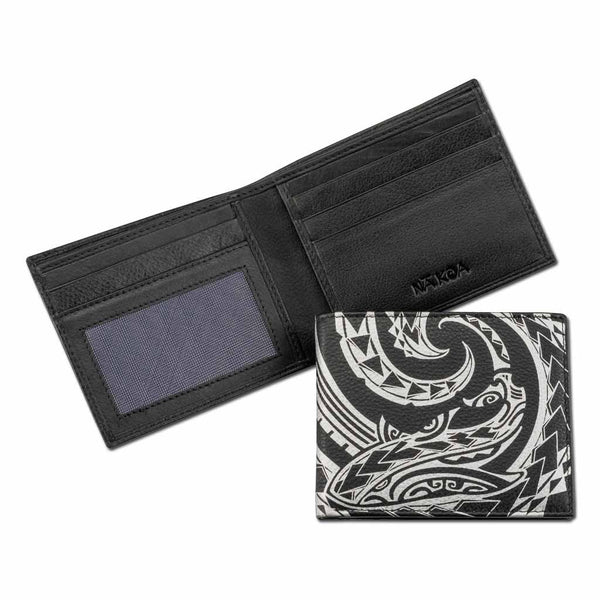 Tribal shark tattoo bifold wallet - Art: "Mano" by Kuaika Quenga