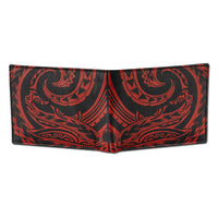 BlackWithRed - KM21 - Polynesian tattoo bifold wallet - Art: "Manu" by Eugene Ta'ase - NĀ KOA