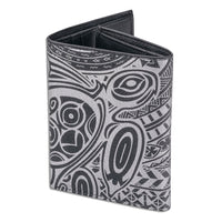 BlackwithSilverRFID - KT22 - Hawaiian tattoo trifold wallet - Art: " ‘Ohana" by Samson Harp - NĀ KOA