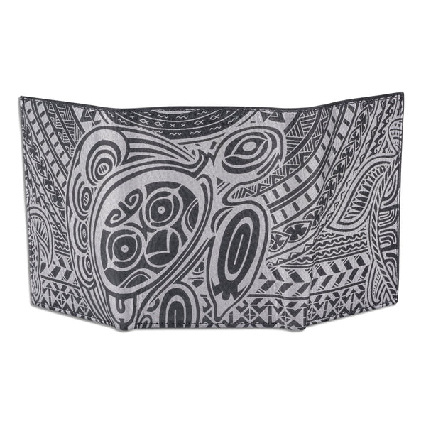 BlackwithSilverRFID - KT22 - Hawaiian tattoo trifold wallet - Art: " ‘Ohana" by Samson Harp - NĀ KOA