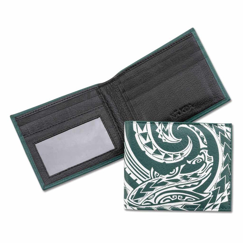 Green - KM24 - Tribal shark tattoo bifold wallet - Art: 