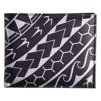 BlackwithSilver - KM21 - Polynesian tattoo bifold wallet - Art: "Manu" by Eugene Ta'ase - NĀ KOA