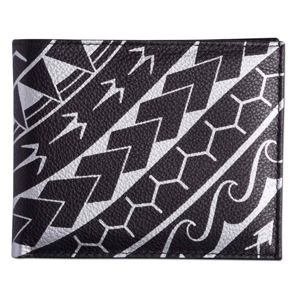 BlackwithSilver - KM21 - Polynesian tattoo bifold wallet - Art: "Manu" by Eugene Ta'ase - NĀ KOA